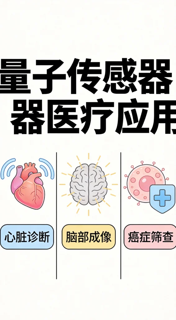 量子传感器心脏诊断脑成像癌症筛查三大应用场景图
