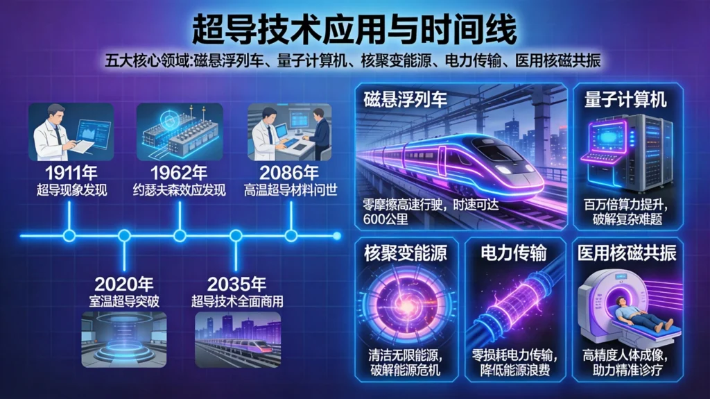 超导技术五大应用领域，磁悬浮量子计算机核聚变能源医疗影像