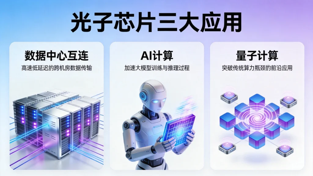 光子芯片三大应用场景：数据中心互连、AI计算推理、光量子计算