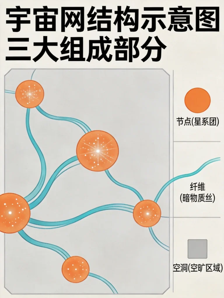 节点纤维空洞宇宙网三大组成示意图
